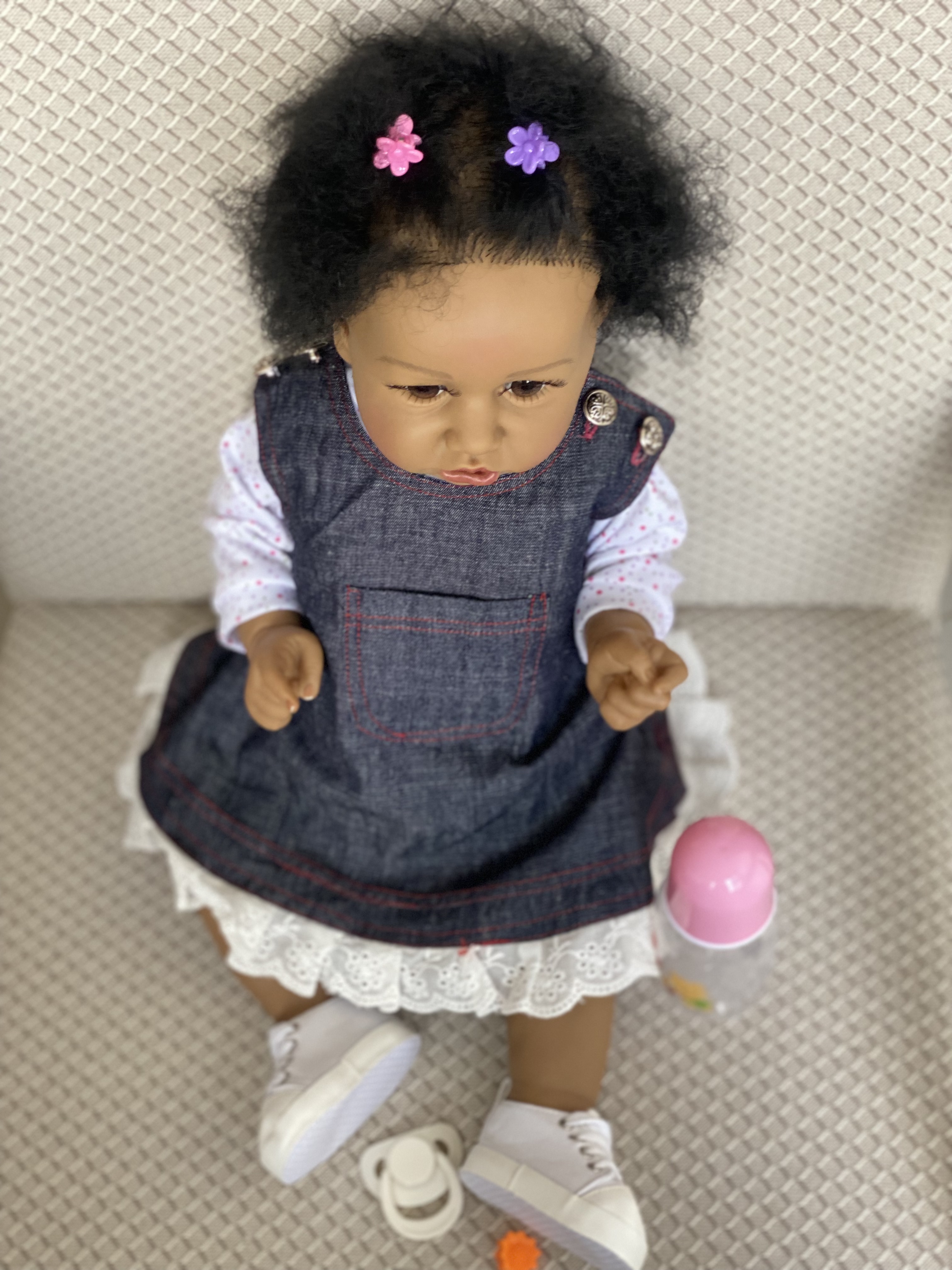 Bebe Reborn Negra Menina Realista, Cabelo Fio A Fio Princesa