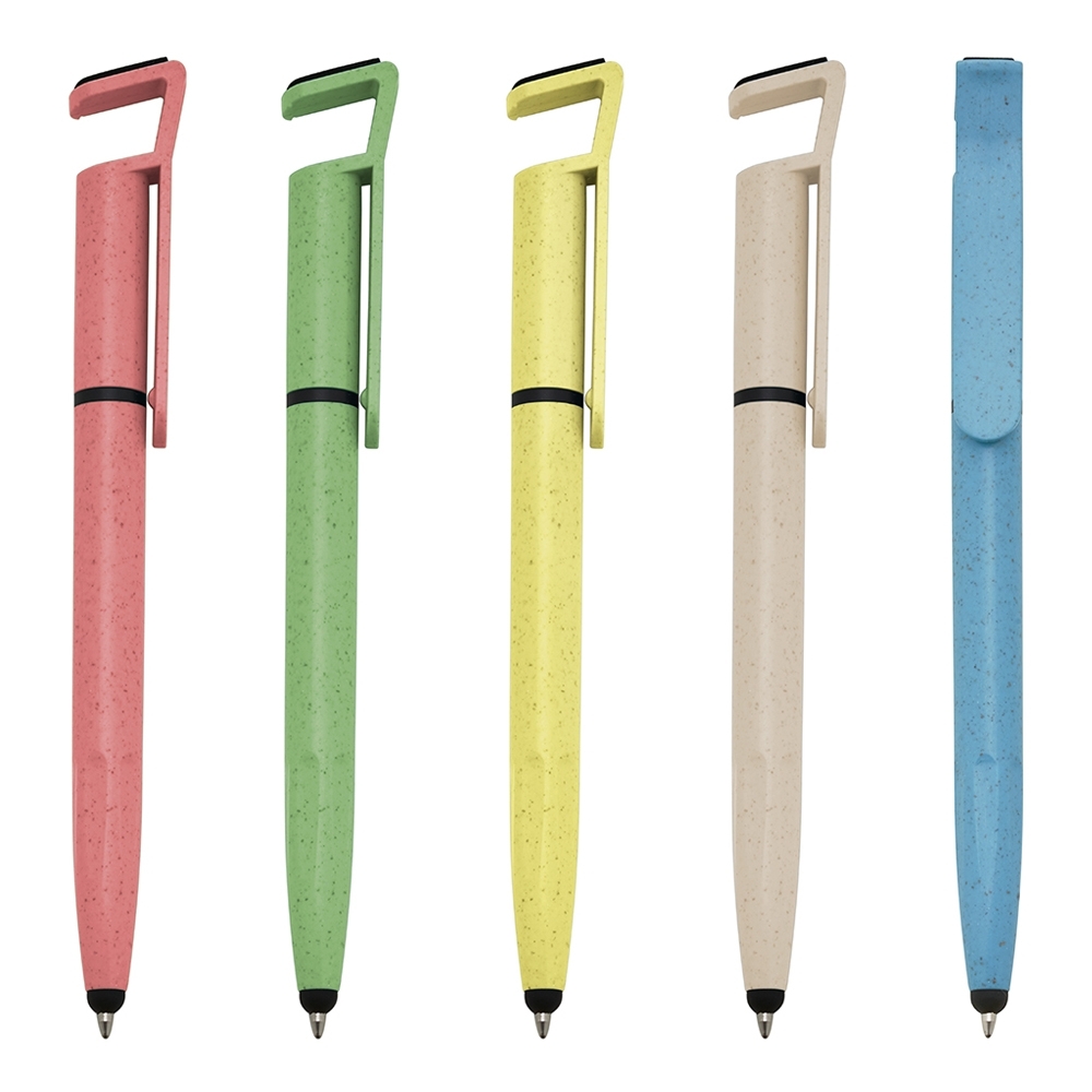Caneta Fibra de Bambu Touch, caneta diferenciada, caneta com suporte de celular, caneta touch, caneta colorida, brindes, brindes em BH, caneta personalizada ,