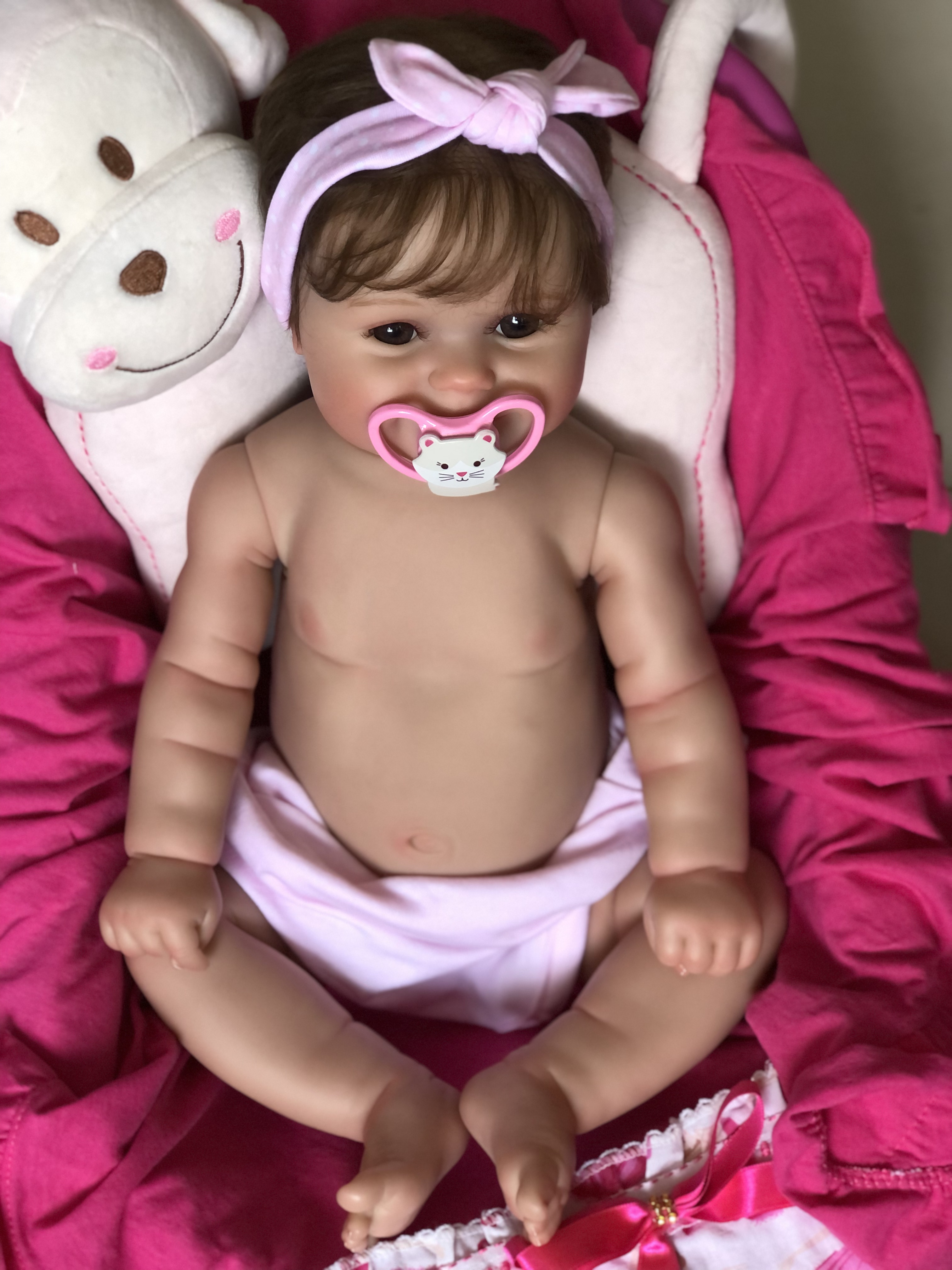 Bebê Reborn Boneca Menina 100% silicone pode dar banho criança